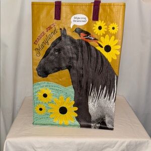 Trader Joe's Maryland Tote Bag with Horse and Sunflower Design